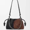 Średnia Flamenco Purse z koralikami w kształcie lwów, wykonana z płótna z koralikami i skóry cielęcej Średnia Flamenco Purse z koralikami w kształcie lwów, wykonana z płótna z koralikami i skóry cielęcej