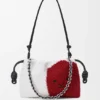 Średnia Flamenco Purse z koralikami w kształcie lwów, wykonana z płótna z koralikami i skóry cielęcej Średnia Flamenco Purse z koralikami w kształcie lwów, wykonana z płótna z koralikami i skóry cielęcej