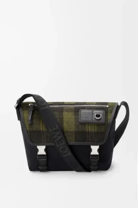 Średnia torba Flex Messenger z płótna i szczotkowanego zamszu