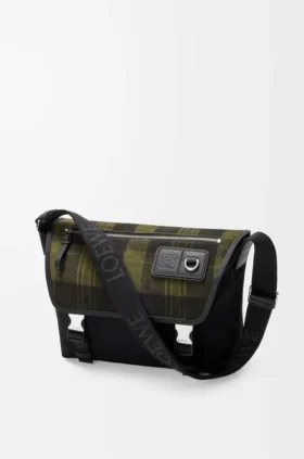 Średnia torba Flex Messenger z płótna i szczotkowanego zamszu