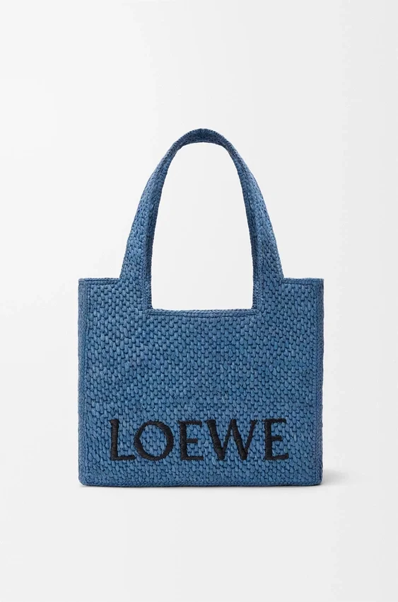 Średnia torba loewe Font Tote z rafii Średnia torba loewe Font Tote z rafii