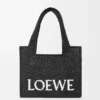 Średnia torba loewe Font Tote z rafii Średnia torba loewe Font Tote z rafii