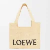 Średnia torba loewe Font Tote z rafii Średnia torba loewe Font Tote z rafii