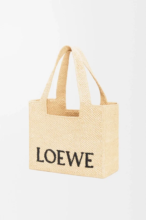 Średnia torba loewe Font Tote z rafii Średnia torba loewe Font Tote z rafii