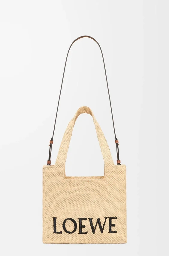 Średnia torba loewe Font Tote z rafii Średnia torba loewe Font Tote z rafii