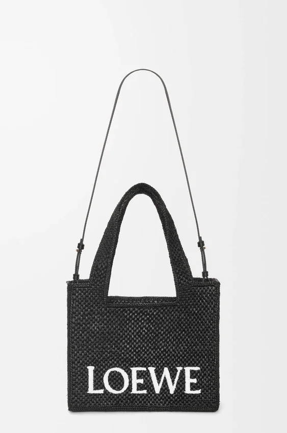 Średnia torba loewe Font Tote z rafii Średnia torba loewe Font Tote z rafii
