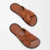 Sandały typu slide Flex z krzyżującymi się paskami z cielęcej skóry garbowanej roślinnie Sandały typu slide Flex z krzyżującymi się paskami z cielęcej skóry garbowanej roślinnie