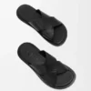 Sandały typu slide Flex z krzyżującymi się paskami z cielęcej skóry garbowanej roślinnie Sandały typu slide Flex z krzyżującymi się paskami z cielęcej skóry garbowanej roślinnie