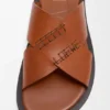 Sandały typu slide Flex z krzyżującymi się paskami z cielęcej skóry garbowanej roślinnie Sandały typu slide Flex z krzyżującymi się paskami z cielęcej skóry garbowanej roślinnie
