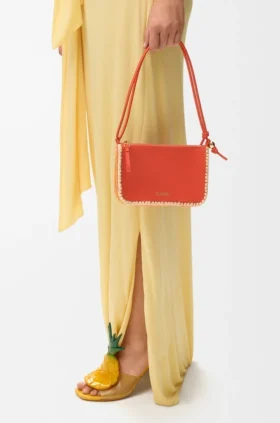 Saszetka Rio z klasycznej skóry cielęcej i rafii Saszetka Rio z klasycznej skóry cielęcej i rafii