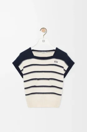 Sweter bez rękawów z bawełny i wełny