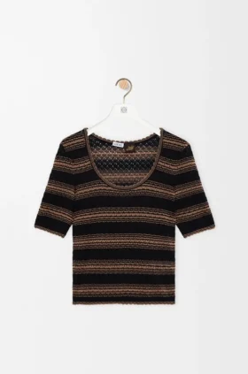 Sweter z krótkim rękawem z mieszanki bawełny