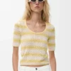 Sweter z krótkim rękawem z mieszanki bawełny Sweter z krótkim rękawem z mieszanki bawełny