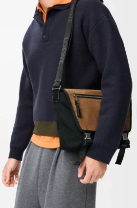 Torba Flex Messenger w rozmiarze średnim z płótna i zamszu