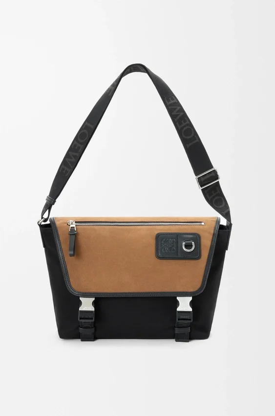 Torba Flex Messenger w rozmiarze średnim z płótna i zamszu Torba Flex Messenger w rozmiarze średnim z płótna i zamszu