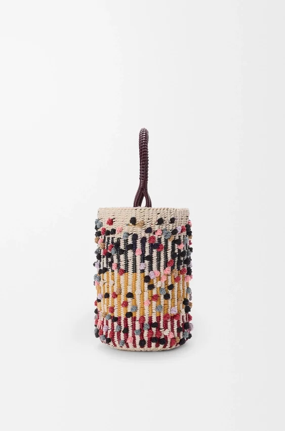 Torba typu bucket z sznurka, skóry i wełny Torba typu bucket z sznurka, skóry i wełny